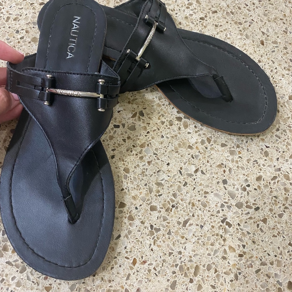 Nautica - black thong sandals- 8.5